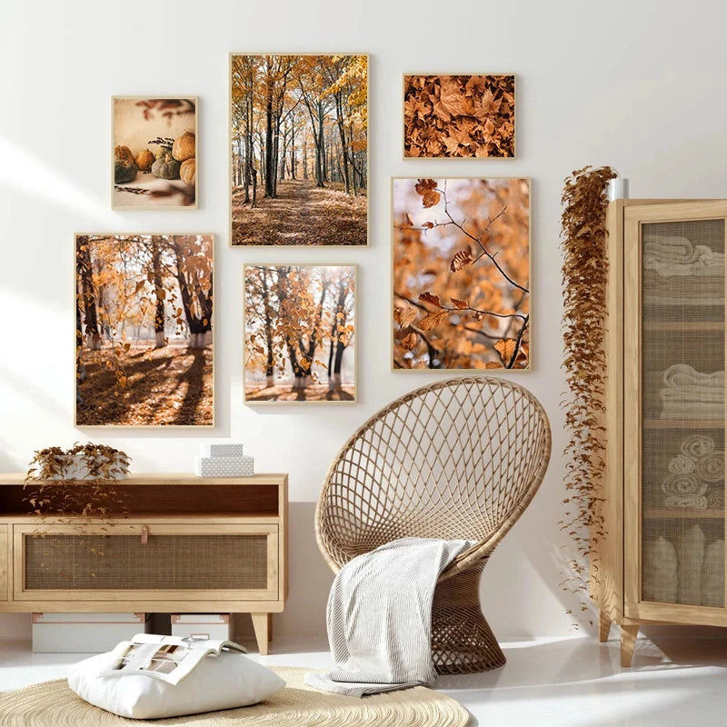 Autumn Scenery Cotton Canvas Print | Unframed Wall Art