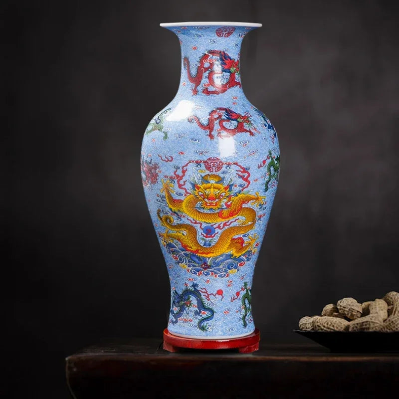 Chinese Ceramic Dragon Vases | Hand-glazed Decorative Vase