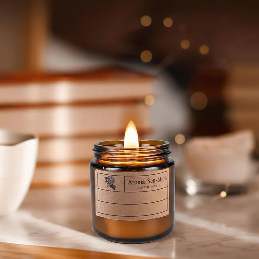 Aoma sensation in a glass jar with a candle alight