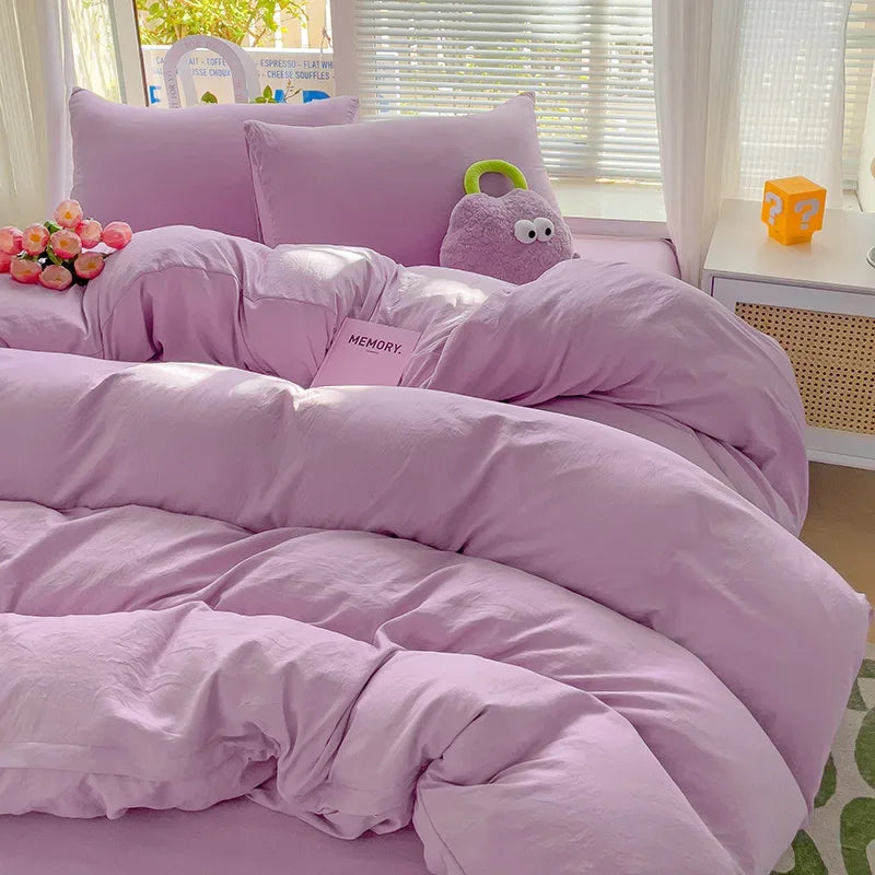 Lavender cotton bedding set with a soft textured finish