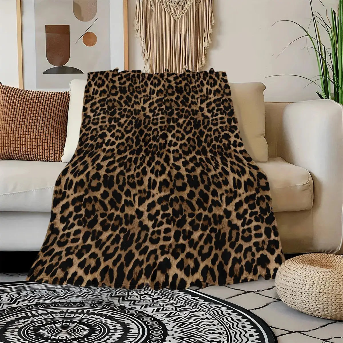 Leopard print flannel blanket for the sofa