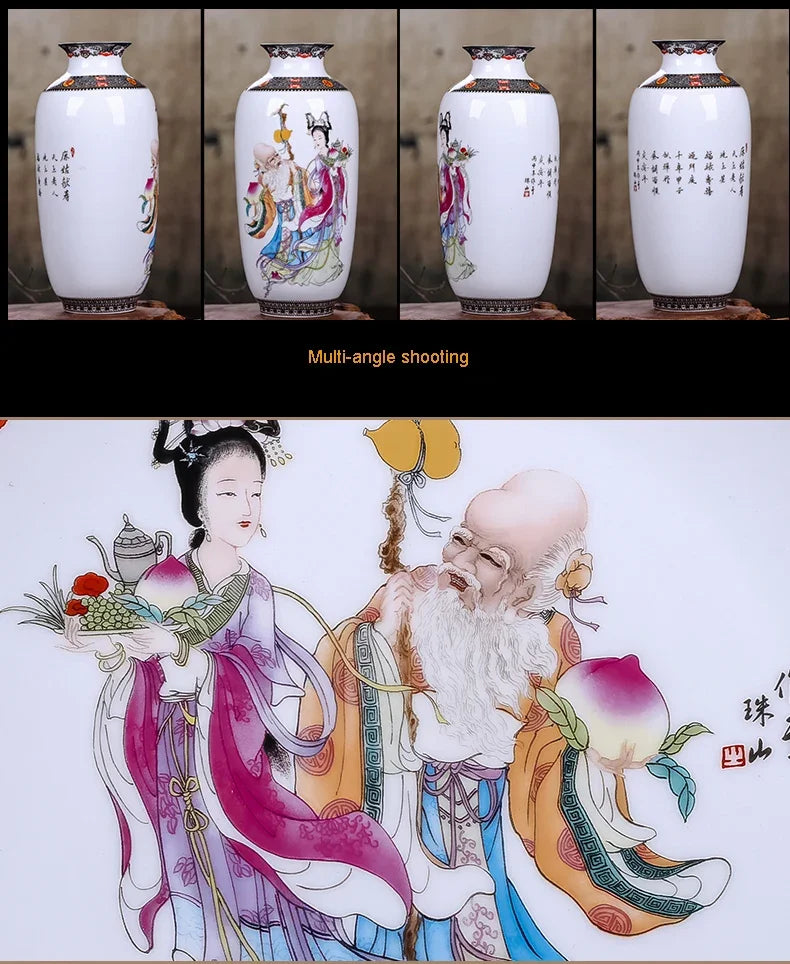 Chinese Ceramic Vase with Printed Designs – Traditional Art Décor (Multiple Styles)