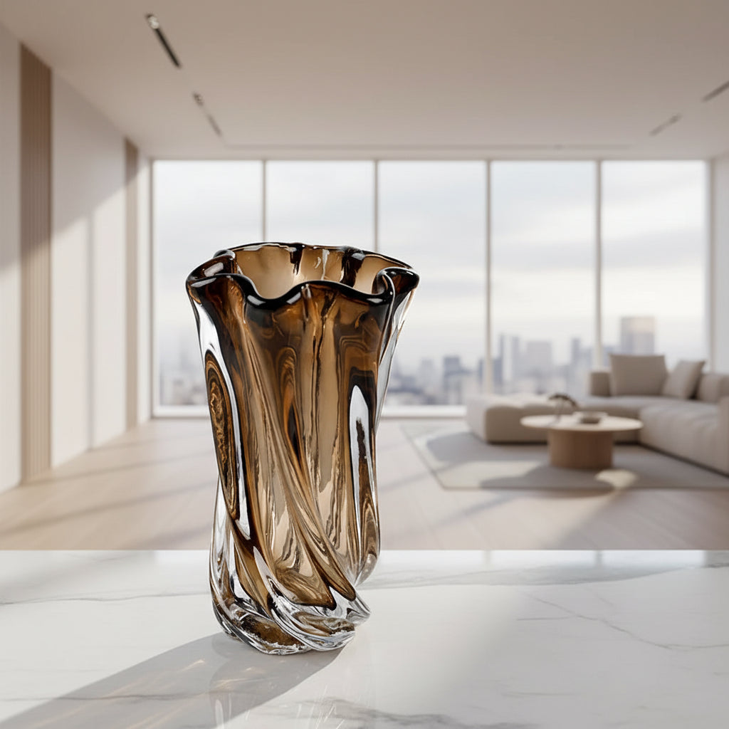 Twisted Glass Vase Sculptural Design | Aesthetic Pad