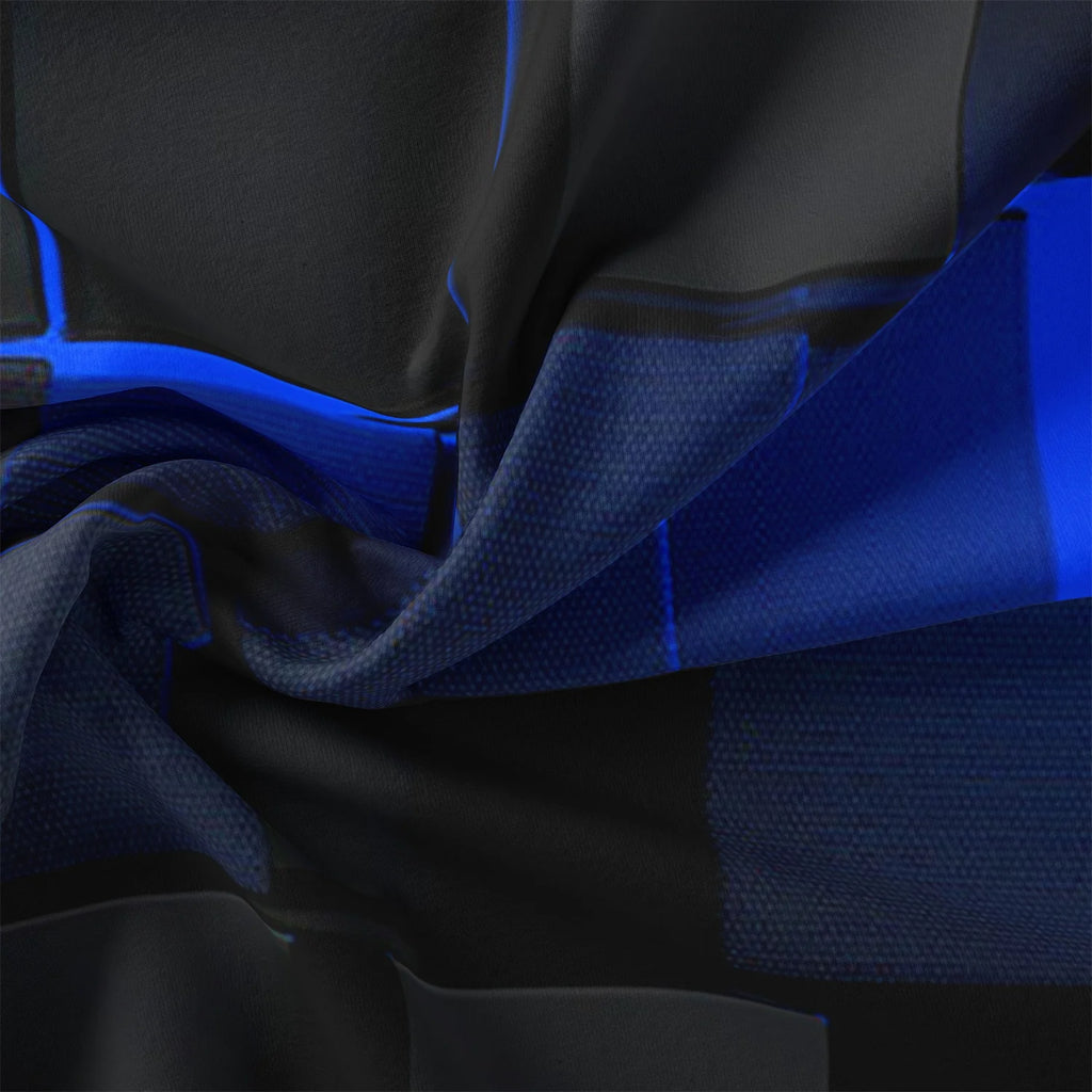 Close-up of black and blue fabric texture
