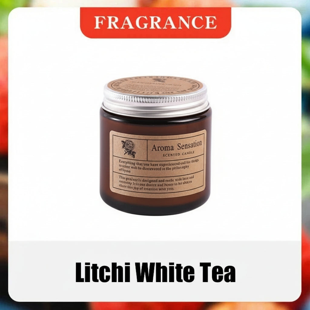 Aroma Sensation scented candle with fragrance description on a white background