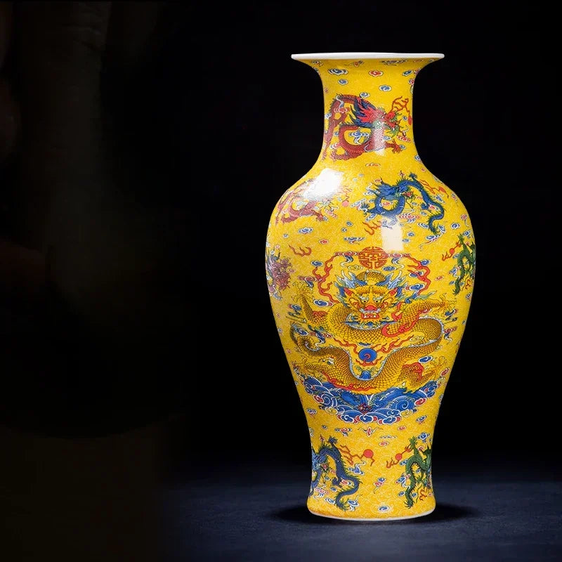 Chinese Ceramic Dragon Vases | Hand-glazed Decorative Vase