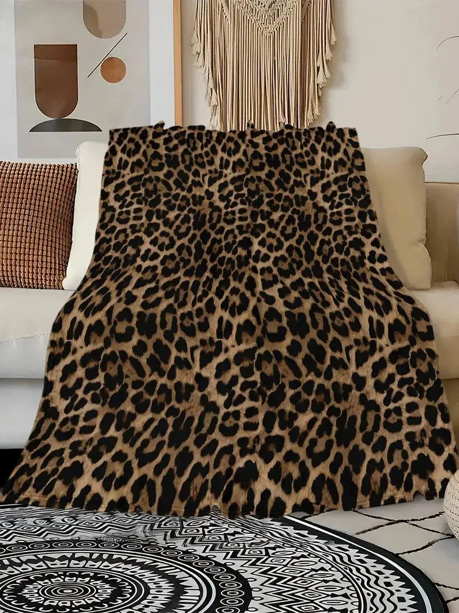 Leopard print flannel blanket for the sofa