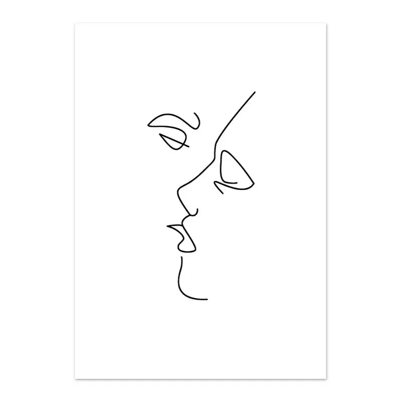 Abstract line art of a face on a white background