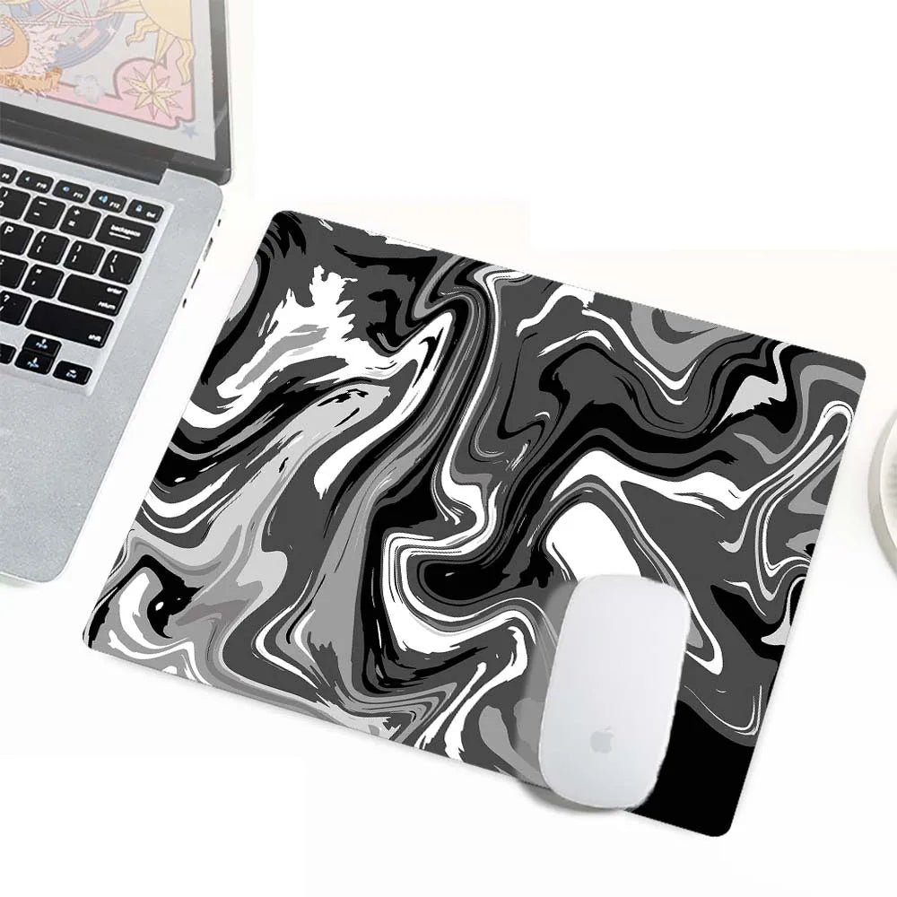 Black & White Marble swatch: "Black, white and grey liquid marble mouse pad design"