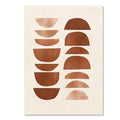 Geometric canvas print with stacked terracotta half-circle forms in a minimalist layout