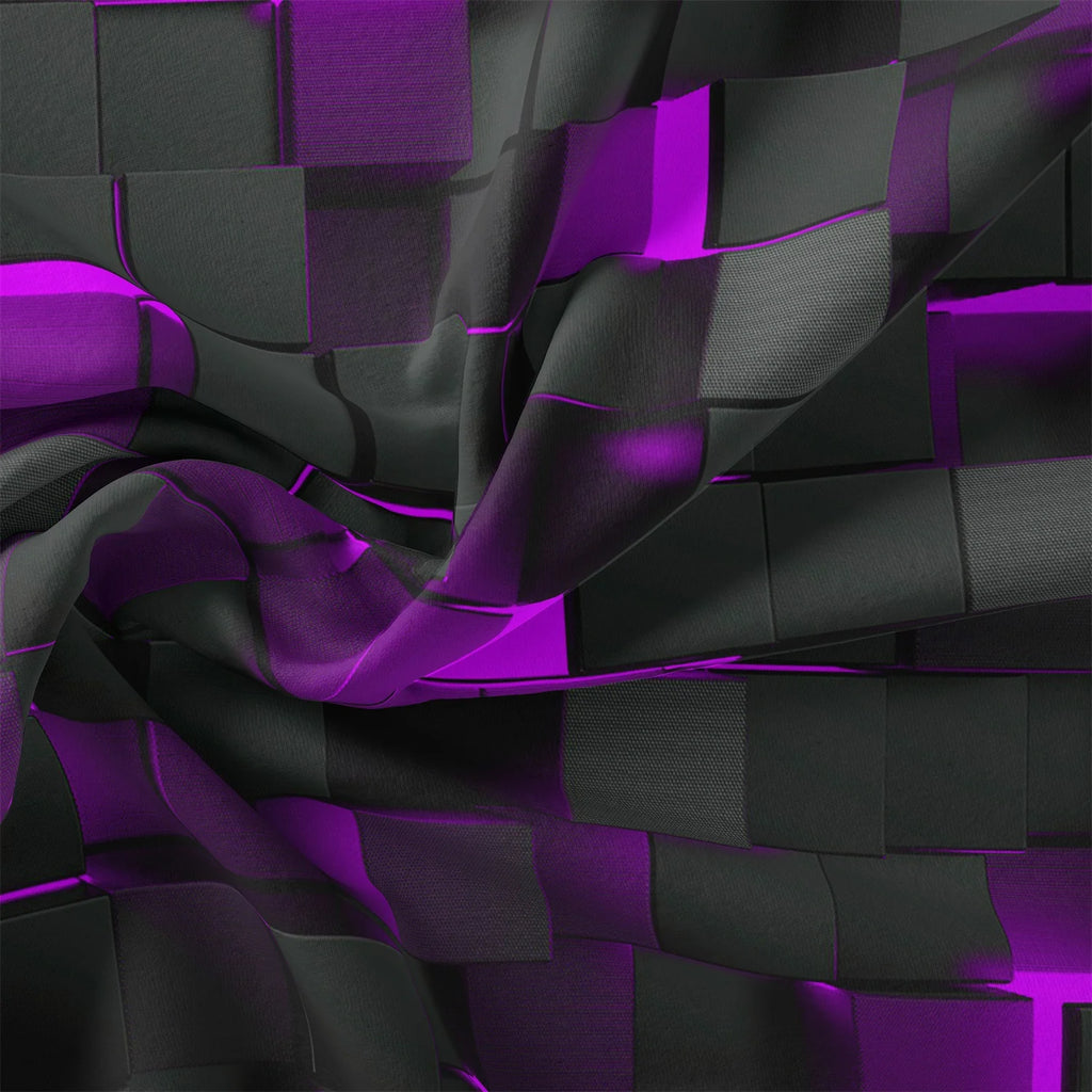3D pattern of purple and gray cubes with a wavy texture.