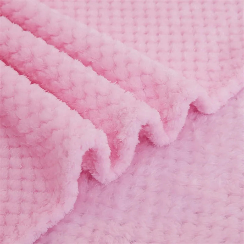 Double Layer Waffle Flannel Throw Blanket – Soft Polyester Cosy Blanket