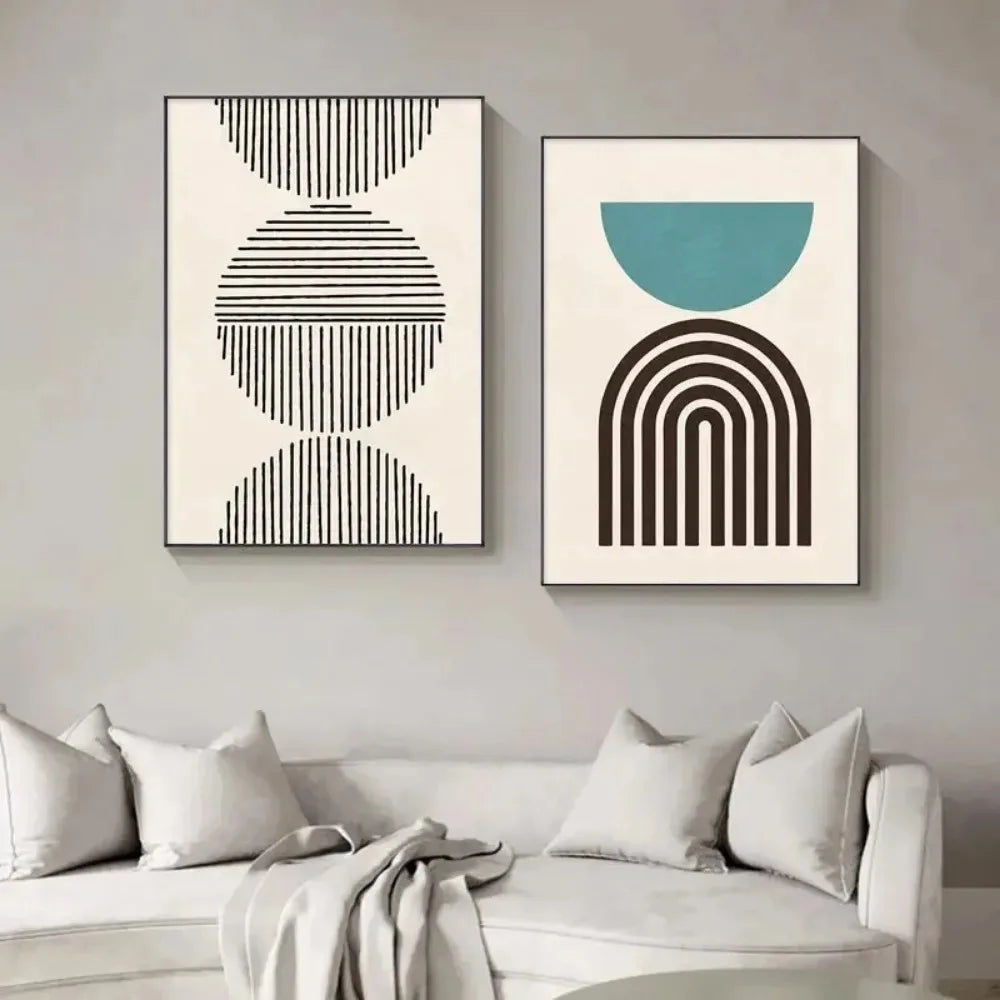 Lienzos de algodón abstractos minimalistas | Arte de pared geométrico sin marco