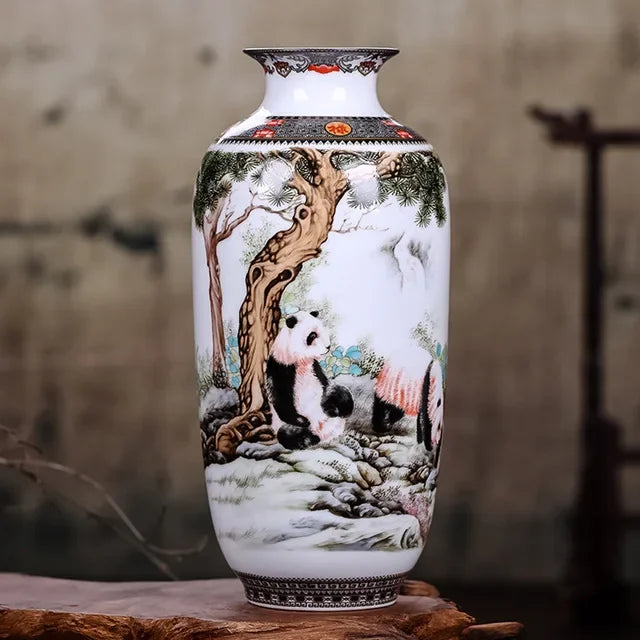Chinese Ceramic Vase with Printed Designs – Traditional Art Décor (Multiple Styles)