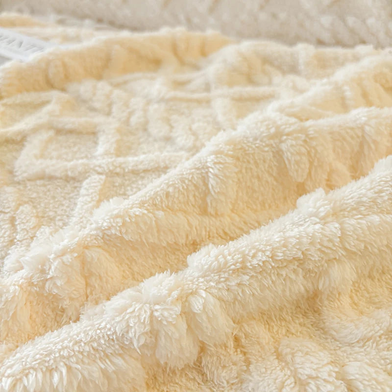 Close-up of a textured beige fabric surface