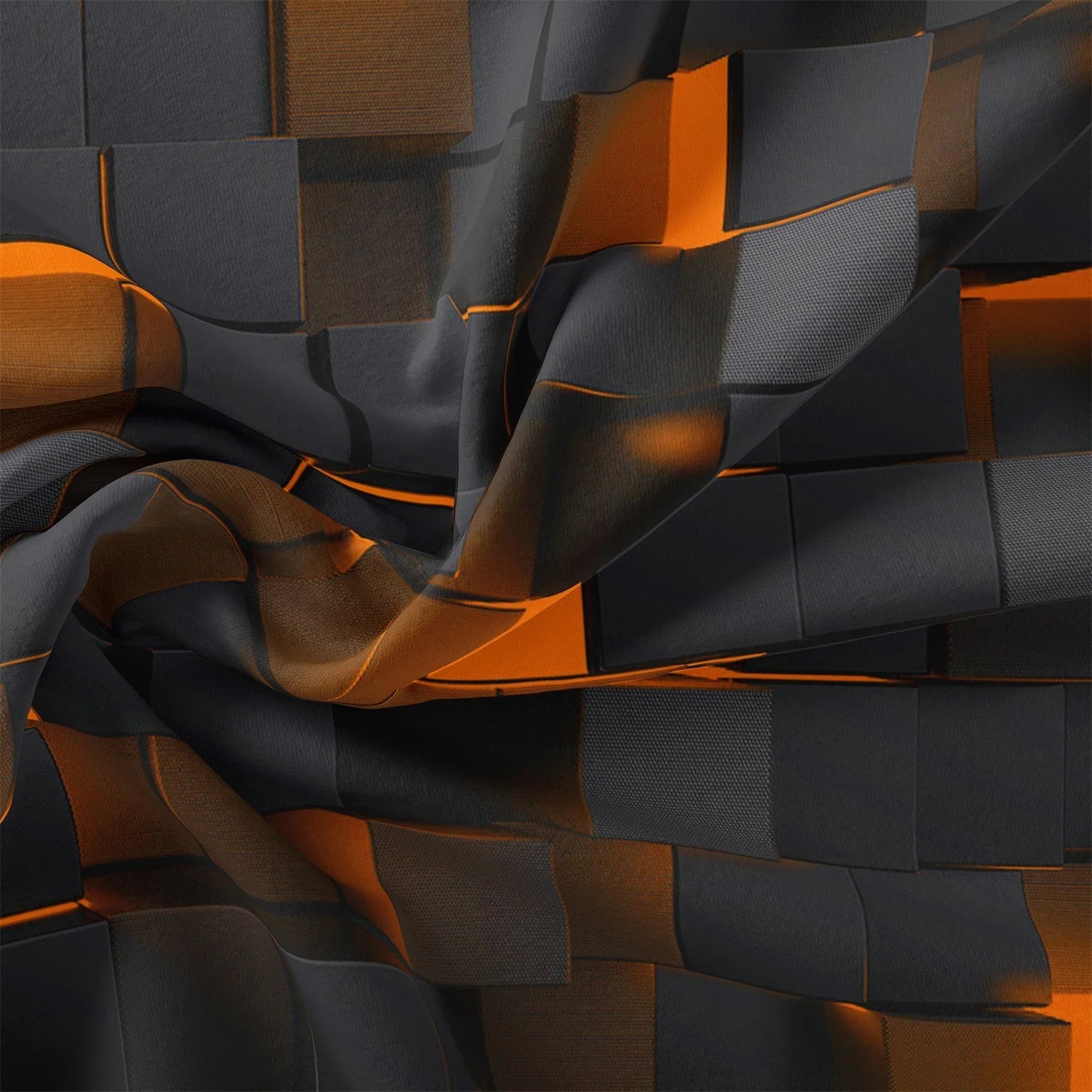 Abstract 3D geometric pattern with dark and orange colors