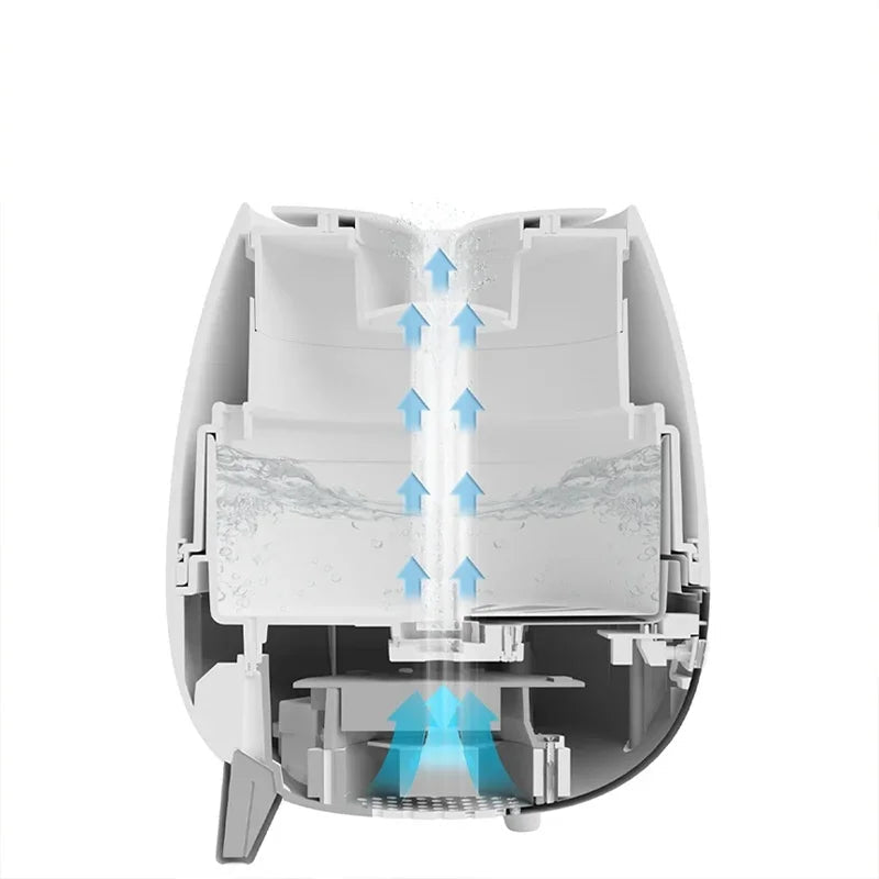 Diagram of a diffuser water filter system with labelled parts on a white background