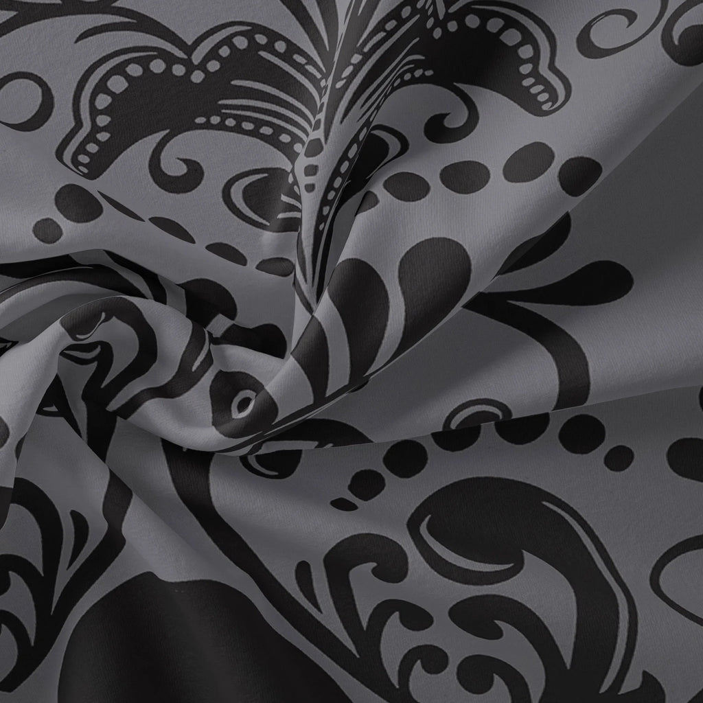 Charcoal grey skull print duvet cover close-up