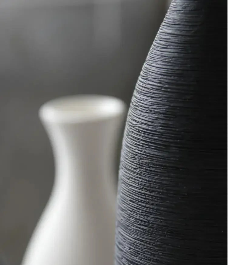 Minimalist Textured Ceramic Bottle Vase | Modern Porcelain Home Décor