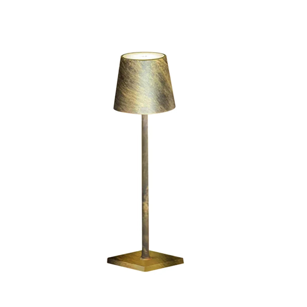 Floor lamp with a textured shade on a white background