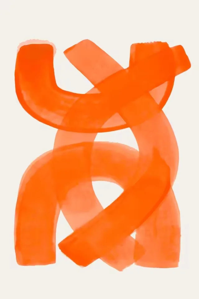 Orange abstract sculpture on a white background