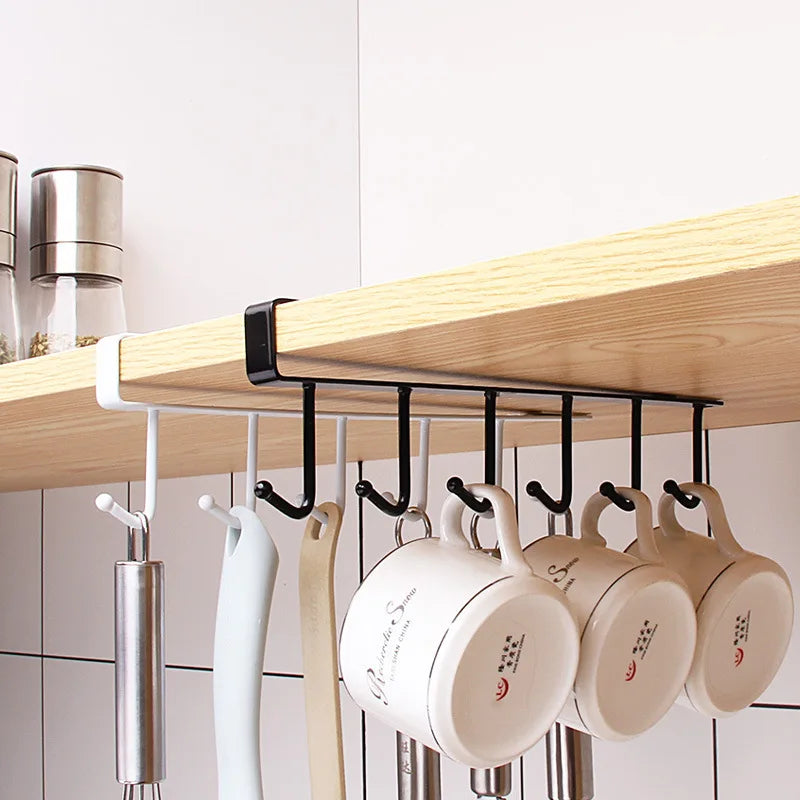 Under Cabinet Storage Rack with Hooks.