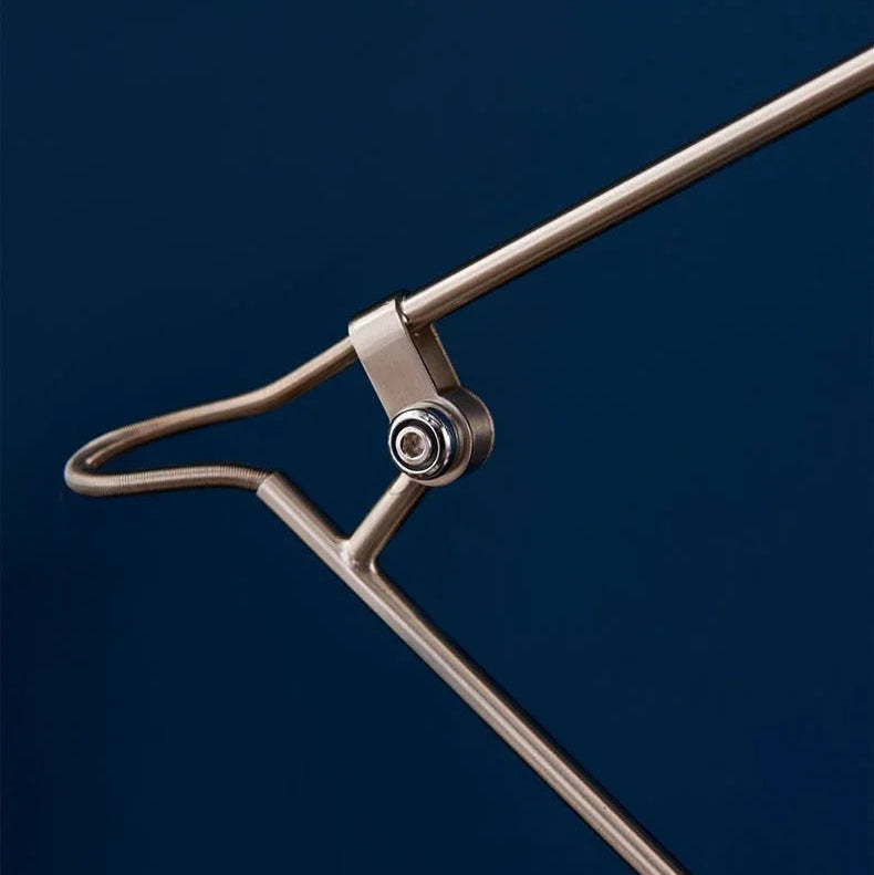 Adjustable aluminium long arm, brushed dark metallic finish.