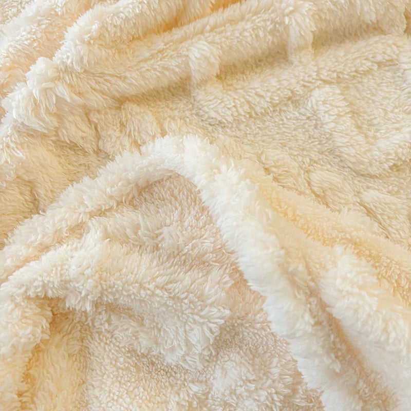 Close-up of beige fluffy fabric texture