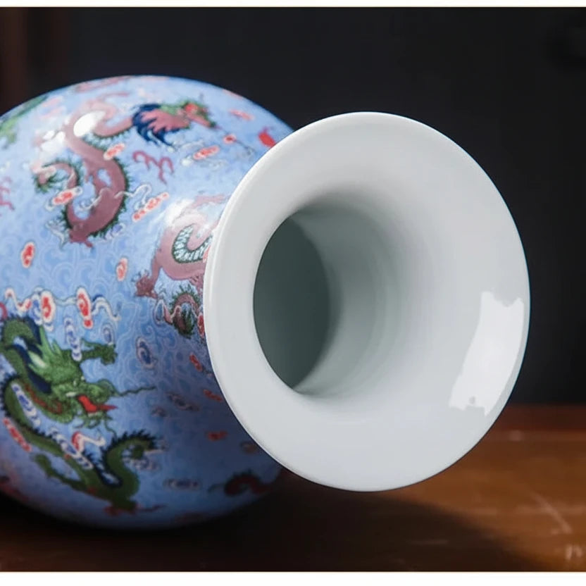 Chinese Ceramic Dragon Vases | Hand-glazed Decorative Vase