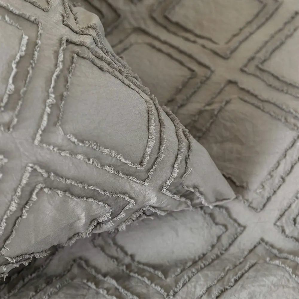 Charcoal grey textured geometric bedding set with matching pillowcases