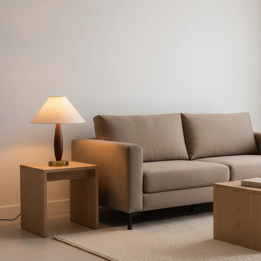Table lamp with fabric shade