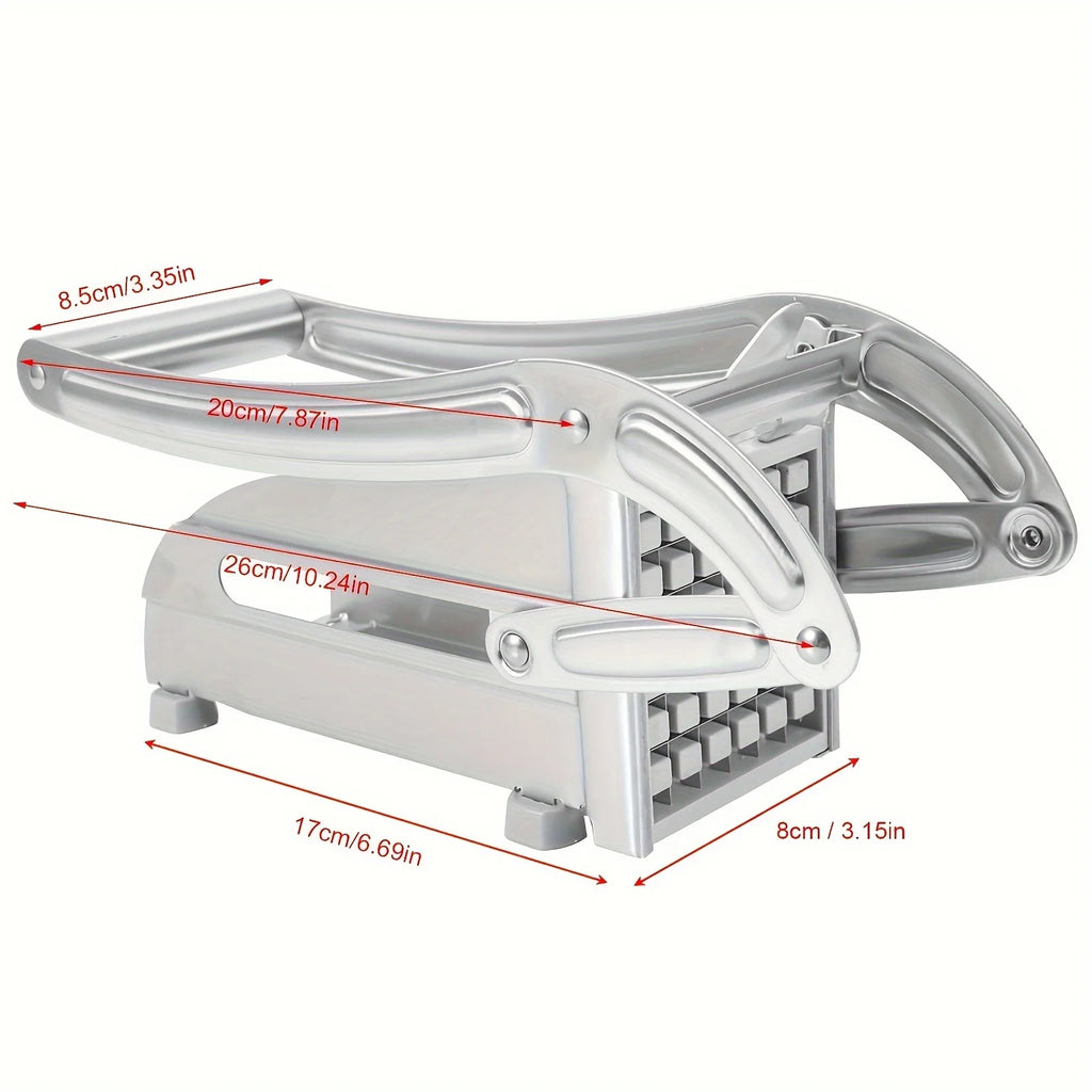 Dimension guide showing size measurements of stainless steel vegetable cutter