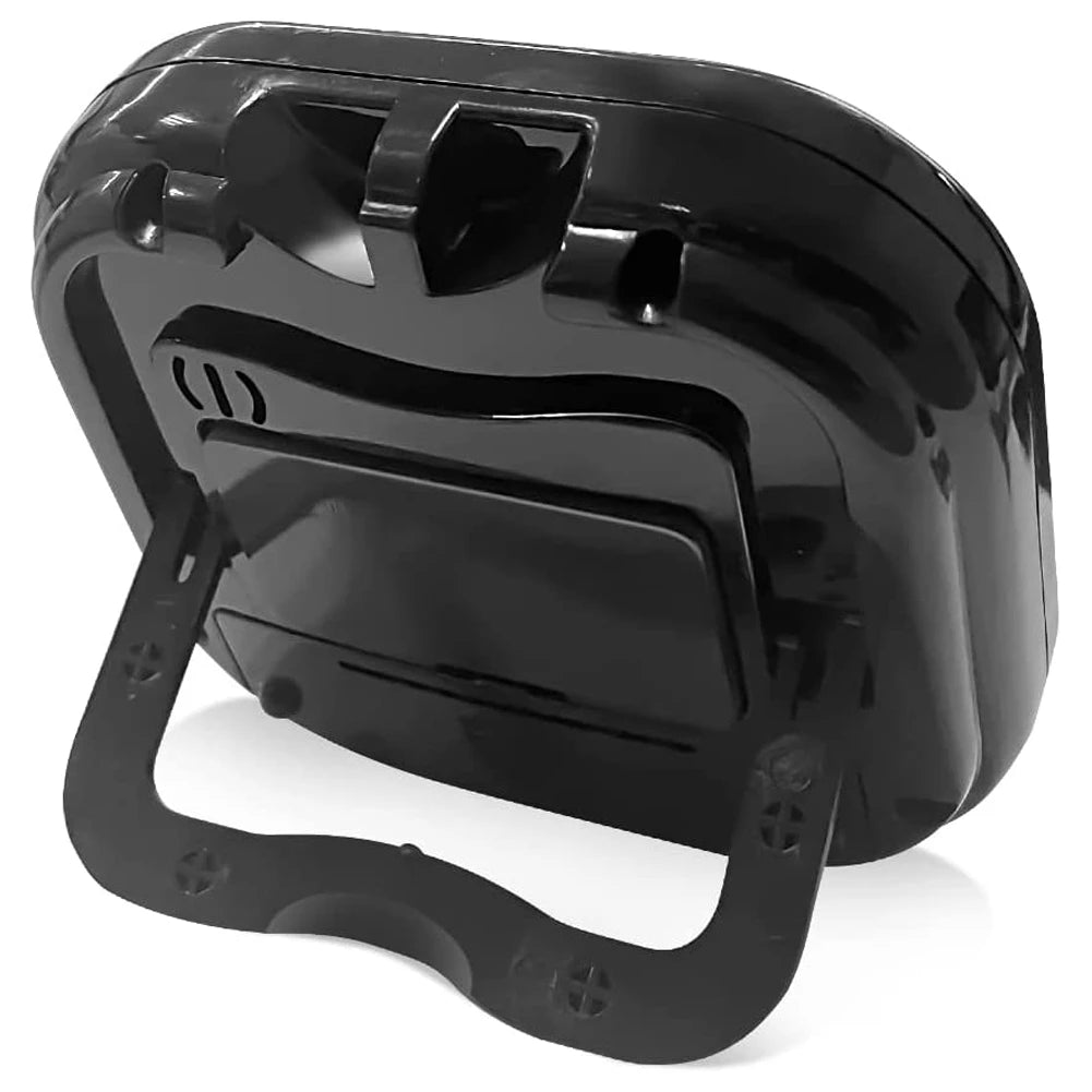 Black protective cover for a digital timer on a white background