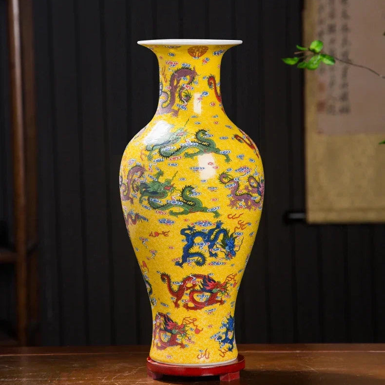Chinese Ceramic Dragon Vases | Hand-glazed Decorative Vase
