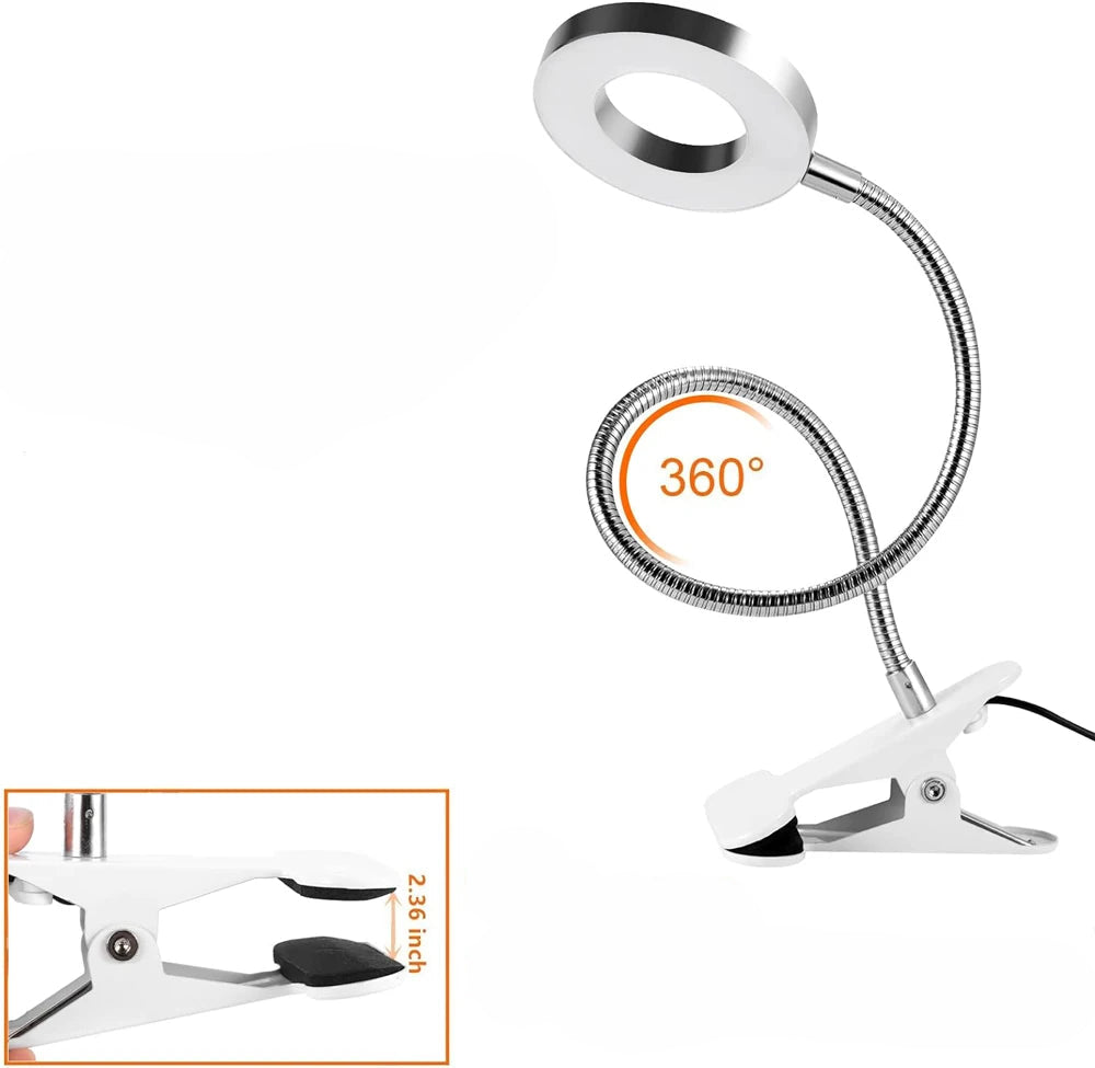 Flexible gooseneck lamp with text highlighting features on a white background