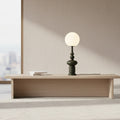 Black sculptural globe table lamp, frosted shade, D25cm x H68cm, E27 LED