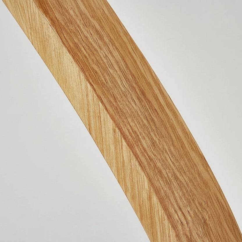 Solid beechwood curved lamp body close-up