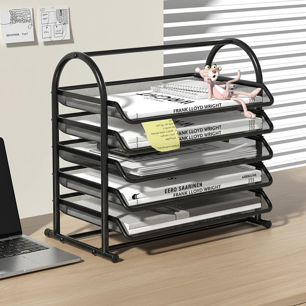 5-tier black desktop storage tray.