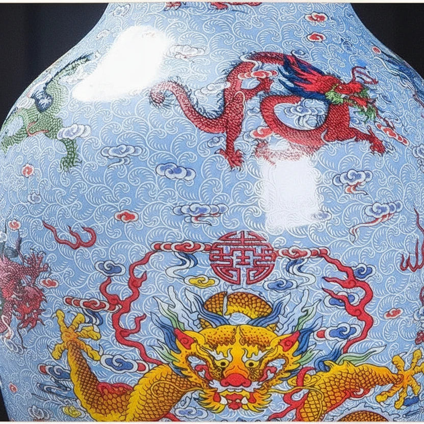 Chinese Ceramic Dragon Vases | Hand-glazed Decorative Vase