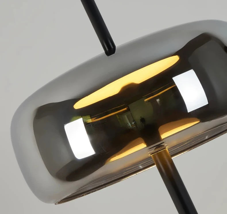 Close-up of glass lampshade.
