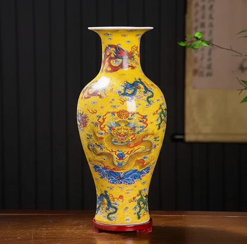Chinese Ceramic Dragon Vases | Hand-glazed Decorative Vase