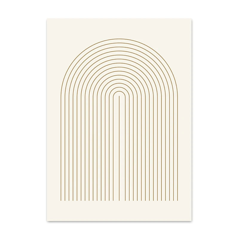 Poster with gold arch design on a white background