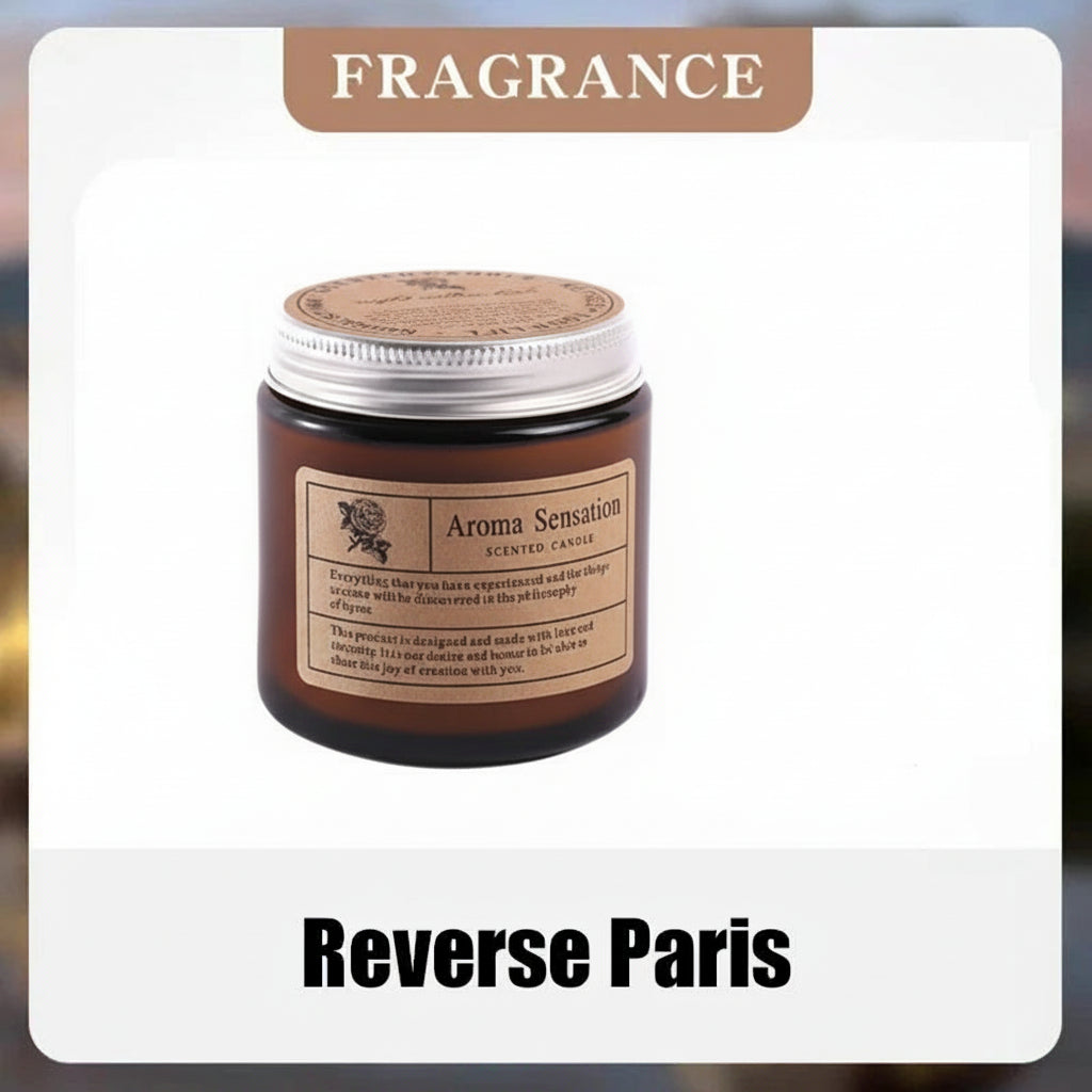 Aroma Sensation scented candle with fragrance description on a white background