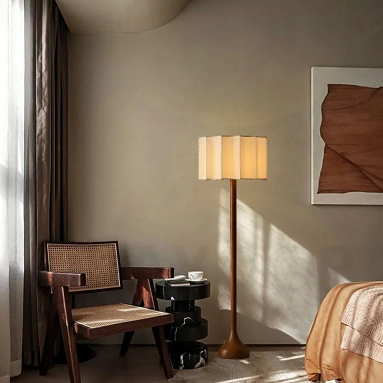 Wabi Sabi floor lamp providing warm ambient light in living room