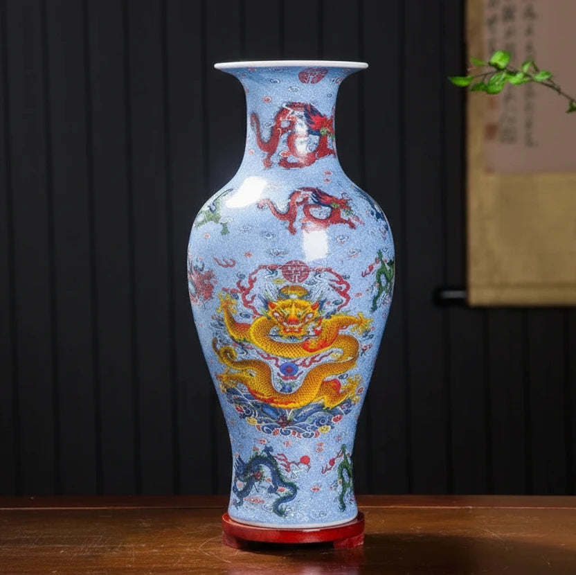 Chinese Ceramic Dragon Vases | Hand-glazed Decorative Vase