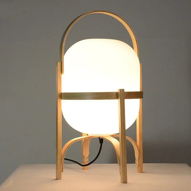 Wooden Globe Table Lamp | Frosted Glass Floor Lamp