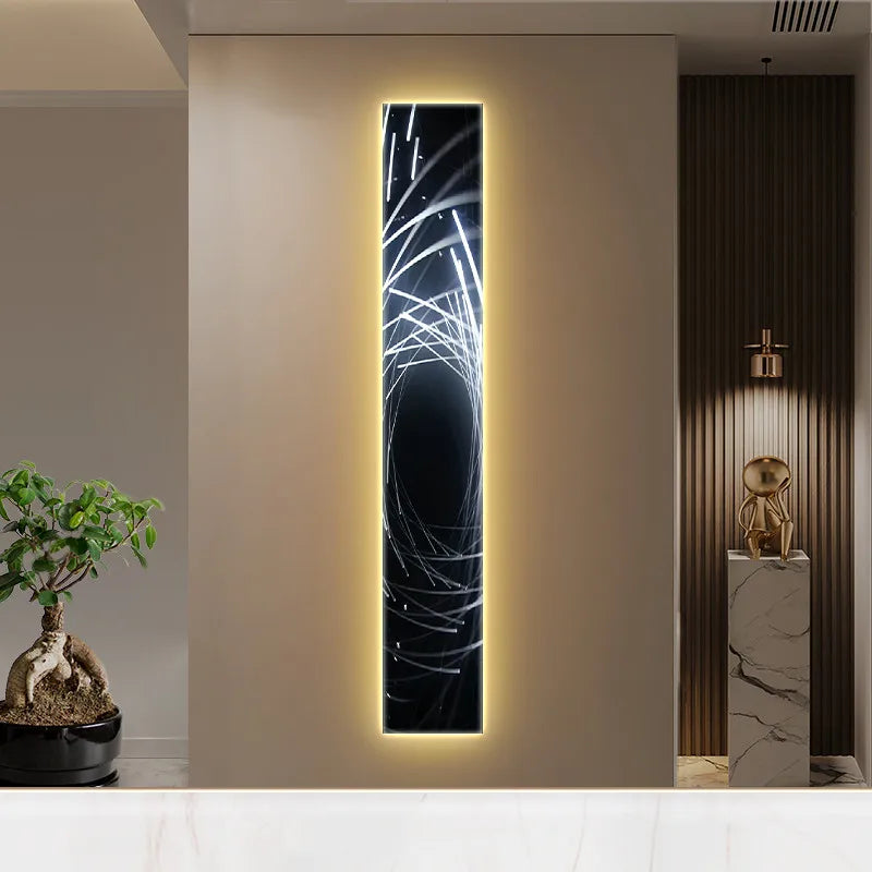 Decorative wall mirror with LED lighting in a modern interior setting