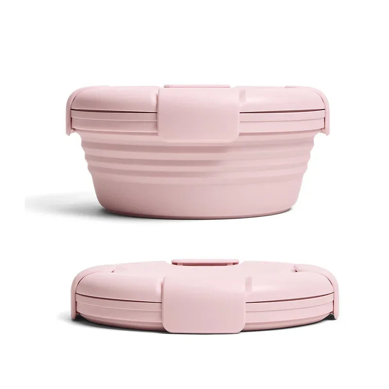 Pink collapsible container on a white background