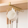 Gold kitchen hook rack with measuring dimensions on a white background