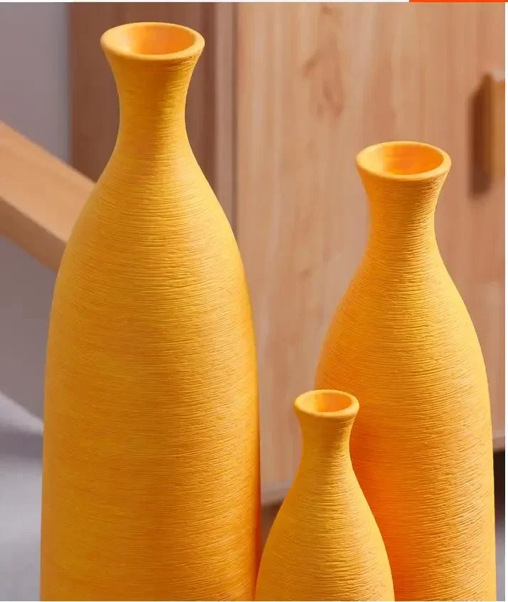 Minimalist Textured Ceramic Bottle Vase | Modern Porcelain Home Décor
